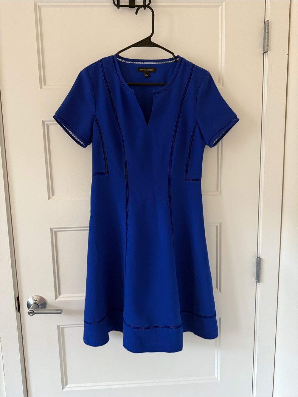 Banana Republic Royal Blue Short-Sleeve Fit & Flare Dress